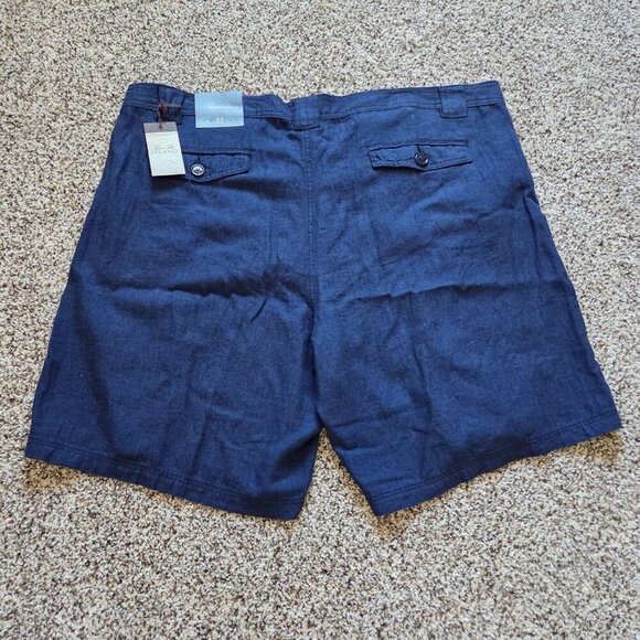 NWT Tasso Elba Island Linen Blend Cargo Shorts Sz 44 Navy Coastal Beach Golf - Picture 2 of 7